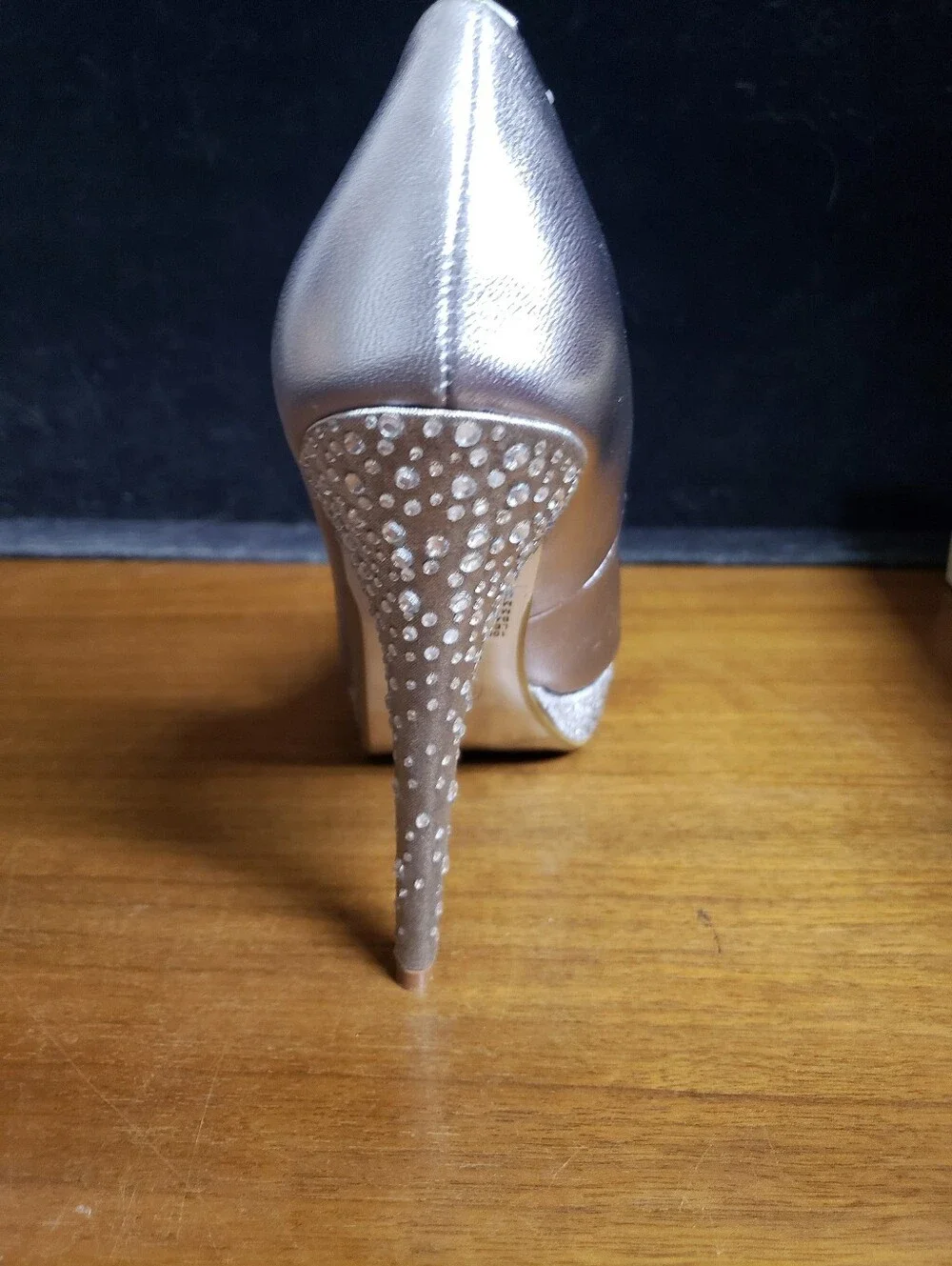 Silver Crystal Platform Stiletto Heel Pump